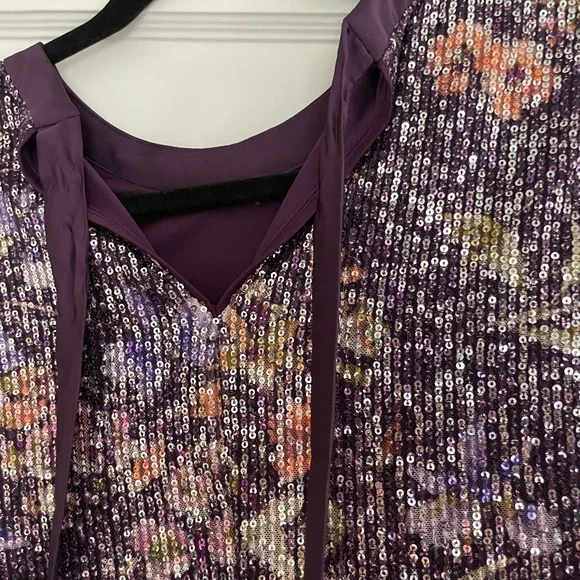 NWT Kensie Purple Floral Sequin Dress Size 8 - Picture 5 of 7